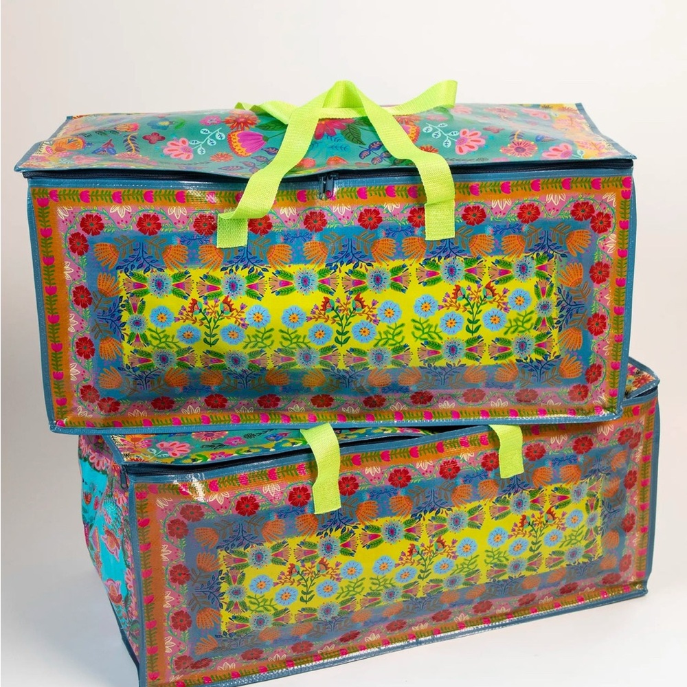 Natural Life Better Than A Box Totes Colorful Floral Storage Bags Set of Two